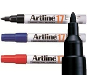 Artline EK-17 Industrial Marker - 1.5mm Bullet Tip, black, red, blue